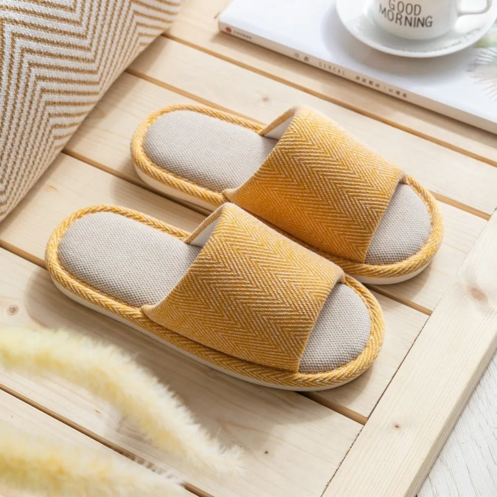 Cozy Letter Linen Bear Slippers Soft Durable Couple Indoor Slippers Casual Footwear Soft Home Slippers Spring Autumn