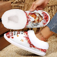 Cozy Chicken Lover Slippers for Women – Soft Fuzzy Indoor/Outdoor House Shoes with Non-Slip Rubber Sole