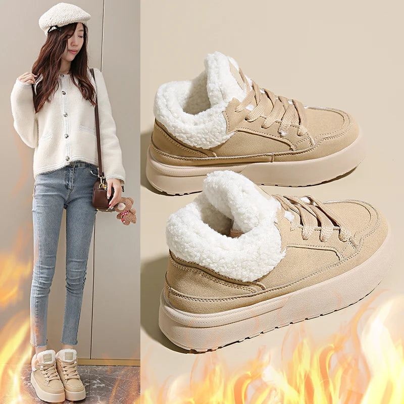 Women's Warm and Cozy Casual Shoes, 2025 Winter New Style Casual Sports Shoes, Anti-slip and Wear-resistant Snow Boots