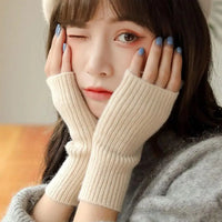 Half Finger Gloves for Women Winter Soft Warm Knitting Arm Gloves Soft Warm Half Finger Handschoenen Unisex Mitten Guantes