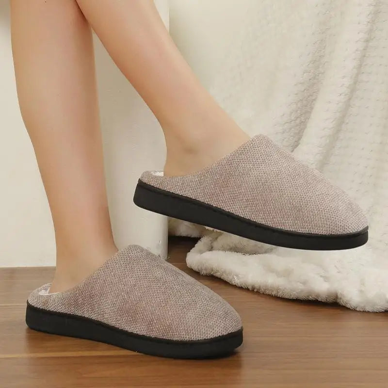Women's Cozy Soft Sole Home Slippers Couples Winter Warm Indoor Bedroom Slippers Lightweight Anti Slip Plush Cotton Shoes Woman