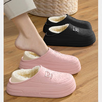 Fashion woman Cotton Slippers Winter Short Plush Casual Waterproof home footwear men indoor non slip warm comfort outdoor shoes