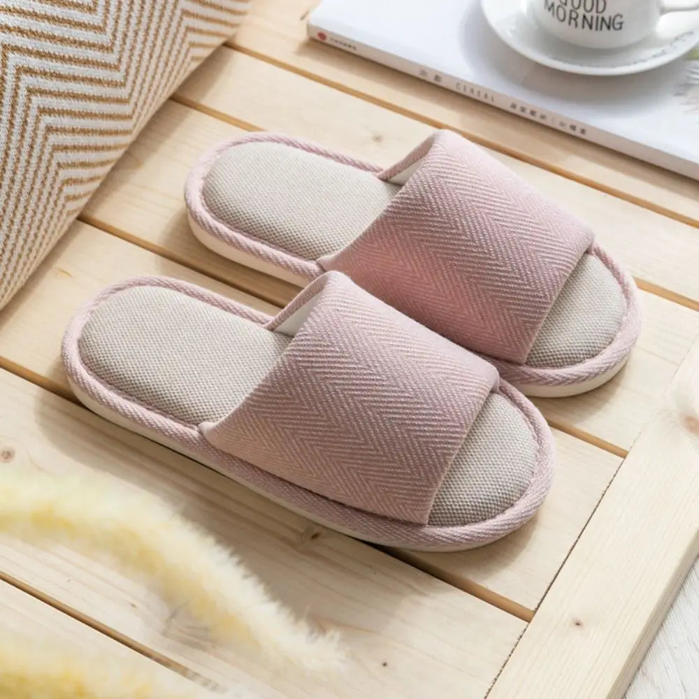 Cozy Letter Linen Bear Slippers Soft Durable Couple Indoor Slippers Casual Footwear Soft Home Slippers Spring Autumn