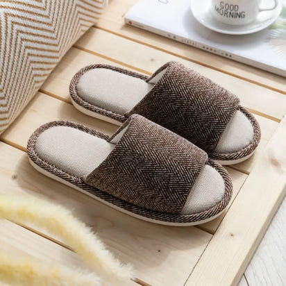 Cozy Letter Linen Bear Slippers Soft Durable Couple Indoor Slippers Casual Footwear Soft Home Slippers Spring Autumn