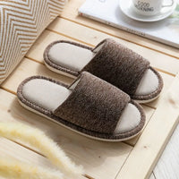 Cozy Letter Linen Bear Slippers Soft Durable Couple Indoor Slippers Casual Footwear Soft Home Slippers Spring Autumn
