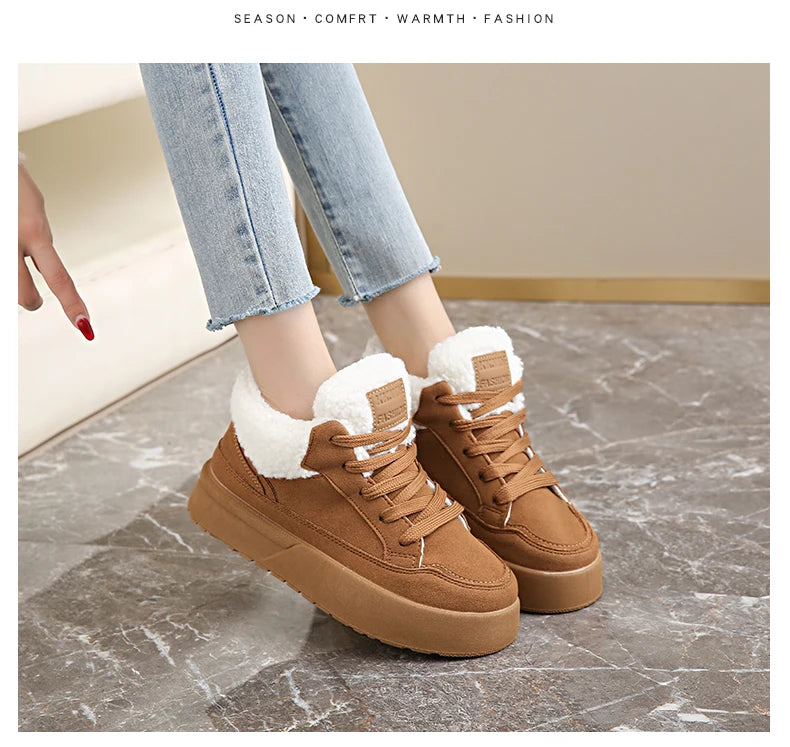 Women's Warm and Cozy Casual Shoes, 2025 Winter New Style Casual Sports Shoes, Anti-slip and Wear-resistant Snow Boots