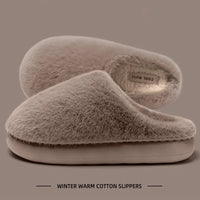 Winter Women's Faux Fur Warm Slippers-Plush Toe-Cover Slip-Resistant Cotton House Shoes,Soft Cozy Indoor Slides with Thick Sole