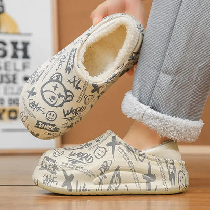 Winter Foot Slippers Men Women Outer Wear Velvet Thickened Warm Home Couple Anti-slip Waterproof Cotton Shoes