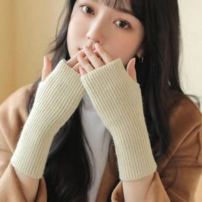 Half Finger Gloves for Women Winter Soft Warm Knitting Arm Gloves Soft Warm Half Finger Handschoenen Unisex Mitten Guantes