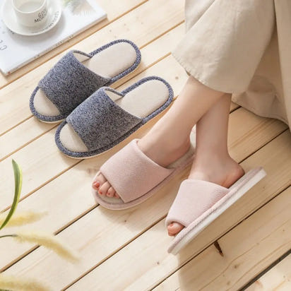Cozy Letter Linen Bear Slippers Soft Durable Couple Indoor Slippers Casual Footwear Soft Home Slippers Spring Autumn