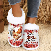 Cozy Chicken Lover Slippers for Women – Soft Fuzzy Indoor/Outdoor House Shoes with Non-Slip Rubber Sole
