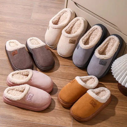 Cozy Winter Plush Slippers for Women Thick Sole Non Slip Indoor Home Slippers Woman Comfortable Warm Couples House Cotton Shoes