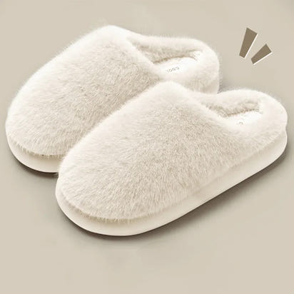 Winter Women's Faux Fur Warm Slippers-Plush Toe-Cover Slip-Resistant Cotton House Shoes,Soft Cozy Indoor Slides with Thick Sole