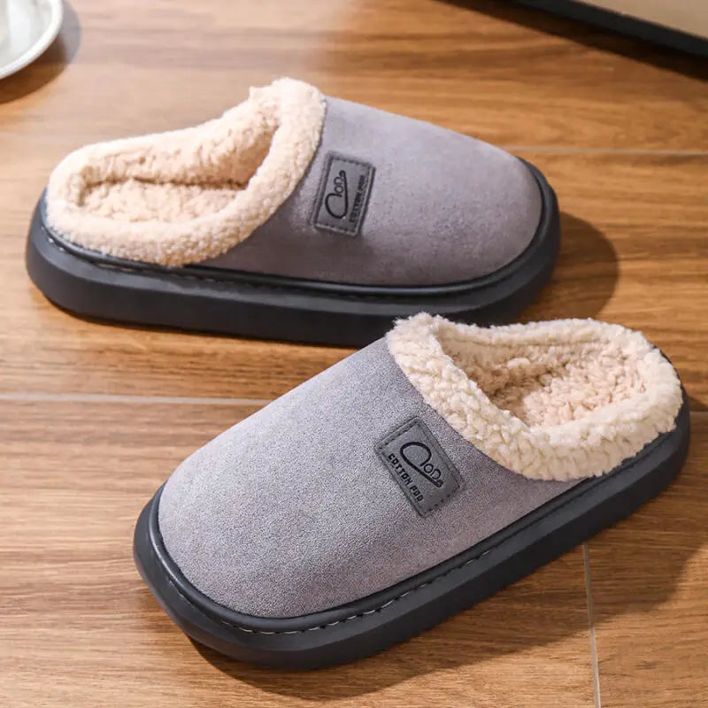 Cozy Winter Plush Slippers for Women Thick Sole Non Slip Indoor Home Slippers Woman Comfortable Warm Couples House Cotton Shoes