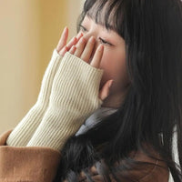 Half Finger Gloves for Women Winter Soft Warm Knitting Arm Gloves Soft Warm Half Finger Handschoenen Unisex Mitten Guantes