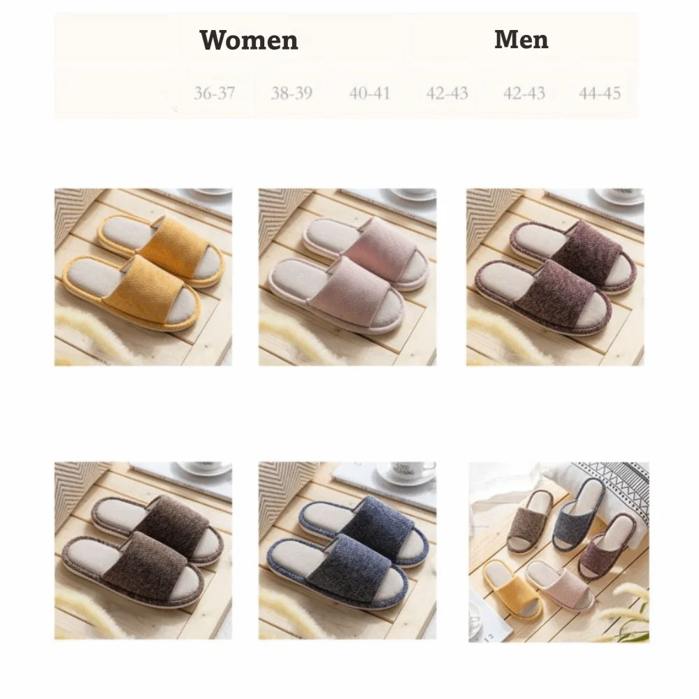 Cozy Letter Linen Bear Slippers Soft Durable Couple Indoor Slippers Casual Footwear Soft Home Slippers Spring Autumn