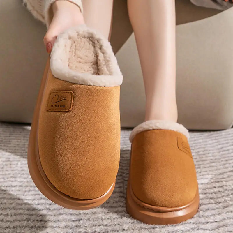 Cozy Winter Plush Slippers for Women Thick Sole Non Slip Indoor Home Slippers Woman Comfortable Warm Couples House Cotton Shoes