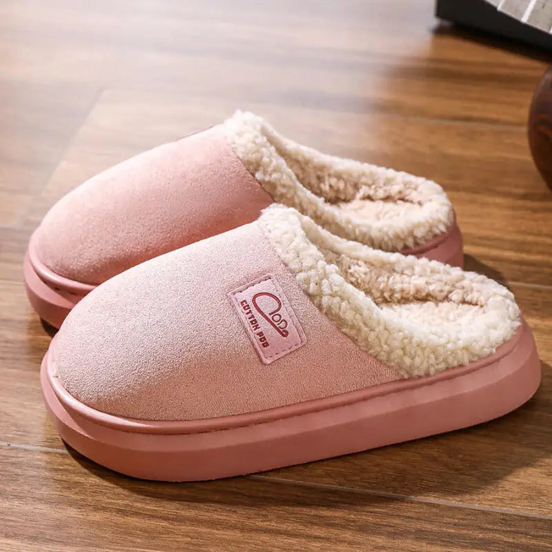 Cozy Winter Plush Slippers for Women Thick Sole Non Slip Indoor Home Slippers Woman Comfortable Warm Couples House Cotton Shoes