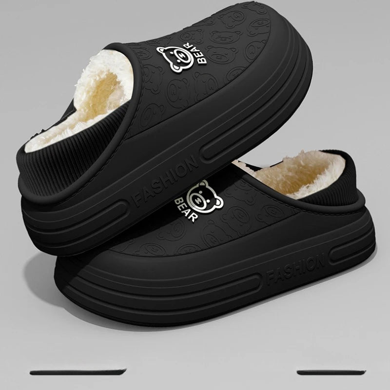 Fashion woman Cotton Slippers Winter Short Plush Casual Waterproof home footwear men indoor non slip warm comfort outdoor shoes