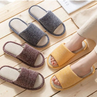 Cozy Letter Linen Bear Slippers Soft Durable Couple Indoor Slippers Casual Footwear Soft Home Slippers Spring Autumn