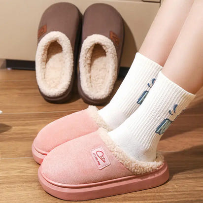 Cozy Winter Plush Slippers for Women Thick Sole Non Slip Indoor Home Slippers Woman Comfortable Warm Couples House Cotton Shoes