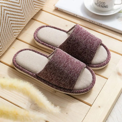 Cozy Letter Linen Bear Slippers Soft Durable Couple Indoor Slippers Casual Footwear Soft Home Slippers Spring Autumn
