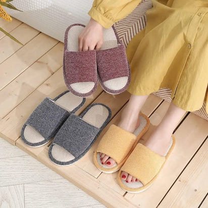 Cozy Letter Linen Bear Slippers Soft Durable Couple Indoor Slippers Casual Footwear Soft Home Slippers Spring Autumn