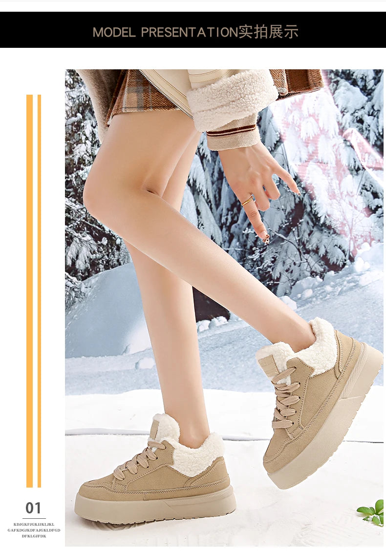 Women's Warm and Cozy Casual Shoes, 2025 Winter New Style Casual Sports Shoes, Anti-slip and Wear-resistant Snow Boots