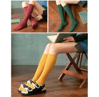 Long Socks Women Stockings Organic Cotton Solid Warm Thigh High Ladies Girls Street Fashion Young Casual Knee Socks Harajuku