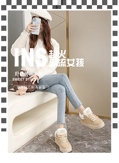 Women's Warm and Cozy Casual Shoes, 2025 Winter New Style Casual Sports Shoes, Anti-slip and Wear-resistant Snow Boots
