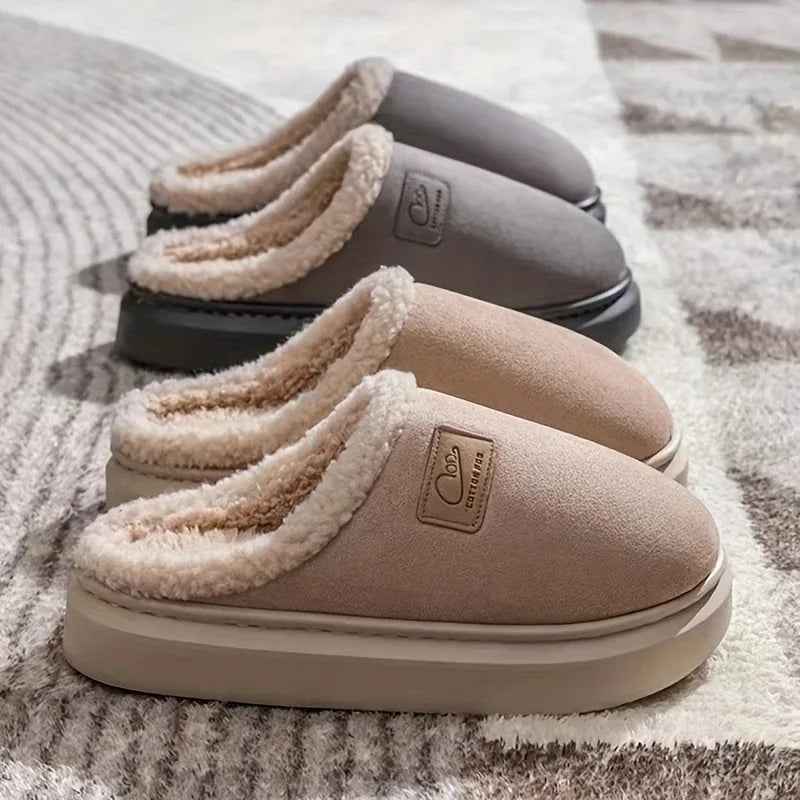 Cozy Winter Plush Slippers for Women Thick Sole Non Slip Indoor Home Slippers Woman Comfortable Warm Couples House Cotton Shoes