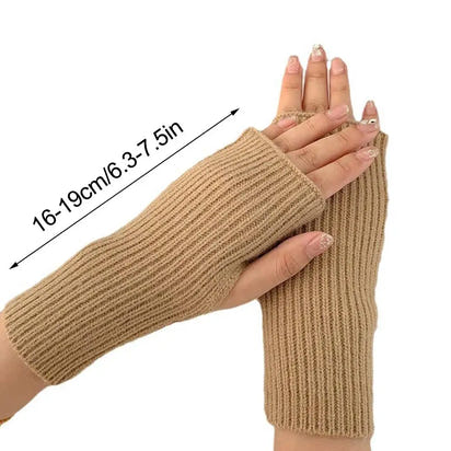 Half Finger Gloves for Women Winter Soft Warm Knitting Arm Gloves Soft Warm Half Finger Handschoenen Unisex Mitten Guantes