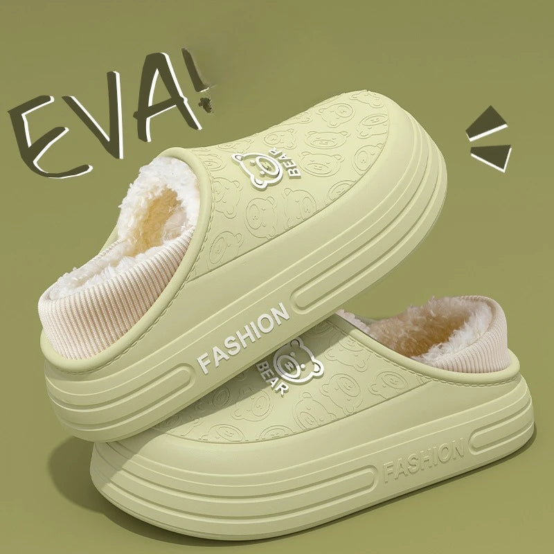 Fashion woman Cotton Slippers Winter Short Plush Casual Waterproof home footwear men indoor non slip warm comfort outdoor shoes