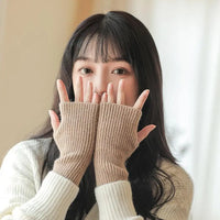 Half Finger Gloves for Women Winter Soft Warm Knitting Arm Gloves Soft Warm Half Finger Handschoenen Unisex Mitten Guantes
