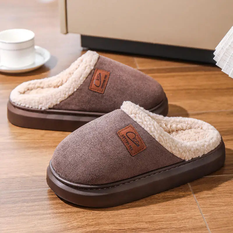 Cozy Winter Plush Slippers for Women Thick Sole Non Slip Indoor Home Slippers Woman Comfortable Warm Couples House Cotton Shoes