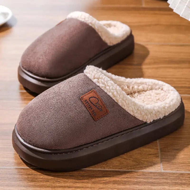 Cozy Winter Plush Slippers for Women Thick Sole Non Slip Indoor Home Slippers Woman Comfortable Warm Couples House Cotton Shoes