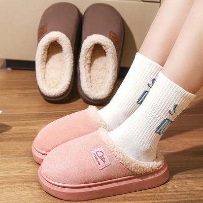 Cozy Winter Plush Slippers for Women Thick Sole Non Slip Indoor Home Slippers Woman Comfortable Warm Couples House Cotton Shoes