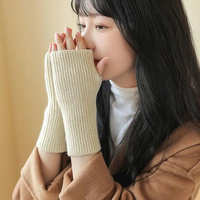 Half Finger Gloves for Women Winter Soft Warm Knitting Arm Gloves Soft Warm Half Finger Handschoenen Unisex Mitten Guantes