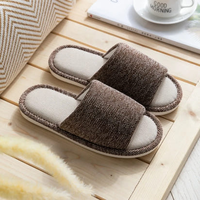 Cozy Letter Linen Bear Slippers Soft Durable Couple Indoor Slippers Casual Footwear Soft Home Slippers Spring Autumn