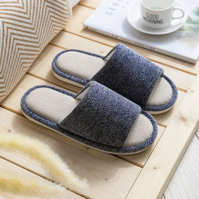 Cozy Letter Linen Bear Slippers Soft Durable Couple Indoor Slippers Casual Footwear Soft Home Slippers Spring Autumn