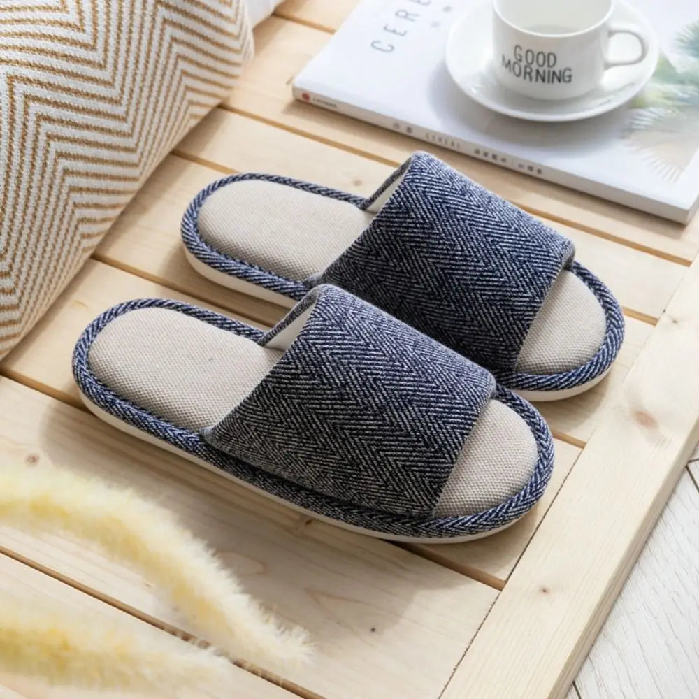 Cozy Letter Linen Bear Slippers Soft Durable Couple Indoor Slippers Casual Footwear Soft Home Slippers Spring Autumn