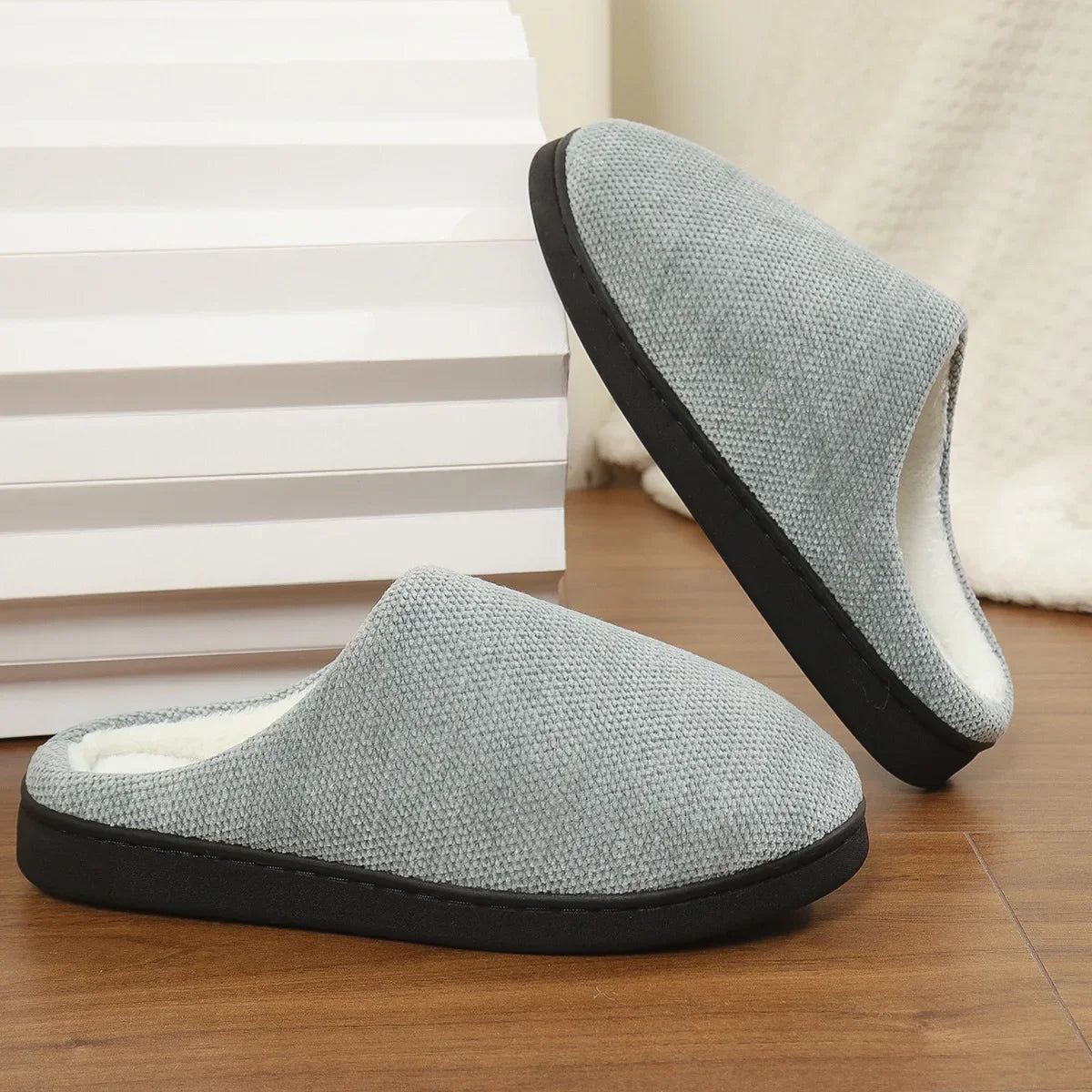 Women's Cozy Soft Sole Home Slippers Couples Winter Warm Indoor Bedroom Slippers Lightweight Anti Slip Plush Cotton Shoes Woman