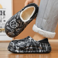 Winter Foot Slippers Men Women Outer Wear Velvet Thickened Warm Home Couple Anti-slip Waterproof Cotton Shoes